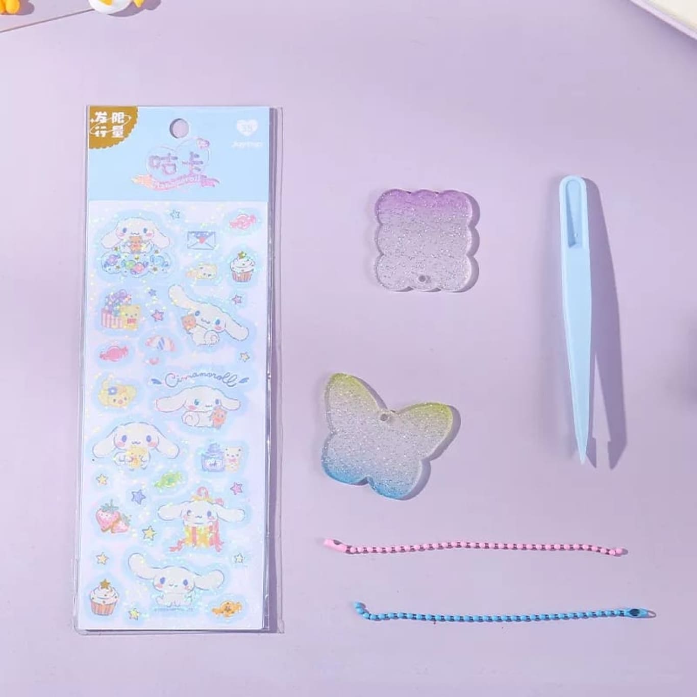 Stiker Sanrio Glitter Transparan Bahan PVC / Gantungan Kunci Sticker / Keychain