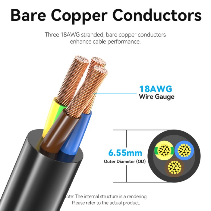 Vention - Power Cord 3-Prong 1.8M C13 Connector EU Plug ZCGBAC  