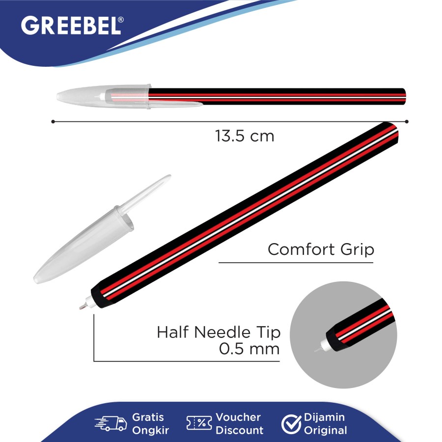 Pulpen Greebel / Greebel Ballpen Trendee - 02 0.5MM Hitam / Ballpoint  