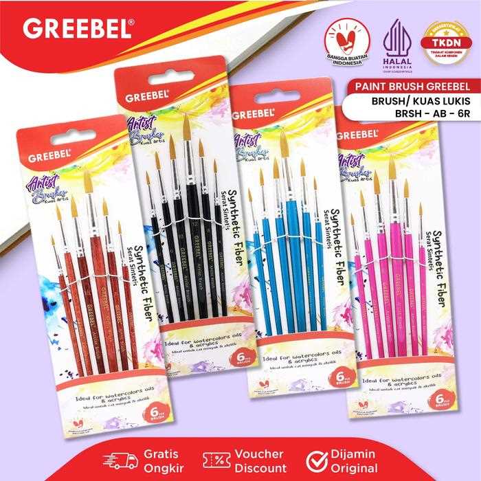 Kuas Lukis Brush Greebel BRSH-AB-6R / Kuas SET Round Bulat Isi 6  