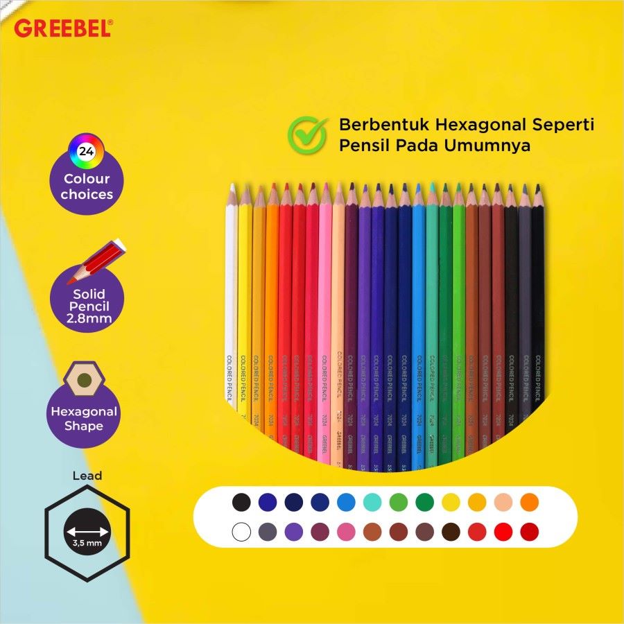 Pensil Warna Greebel 7024 CC Isi 24 Warna Classic Color / Color Pencil
