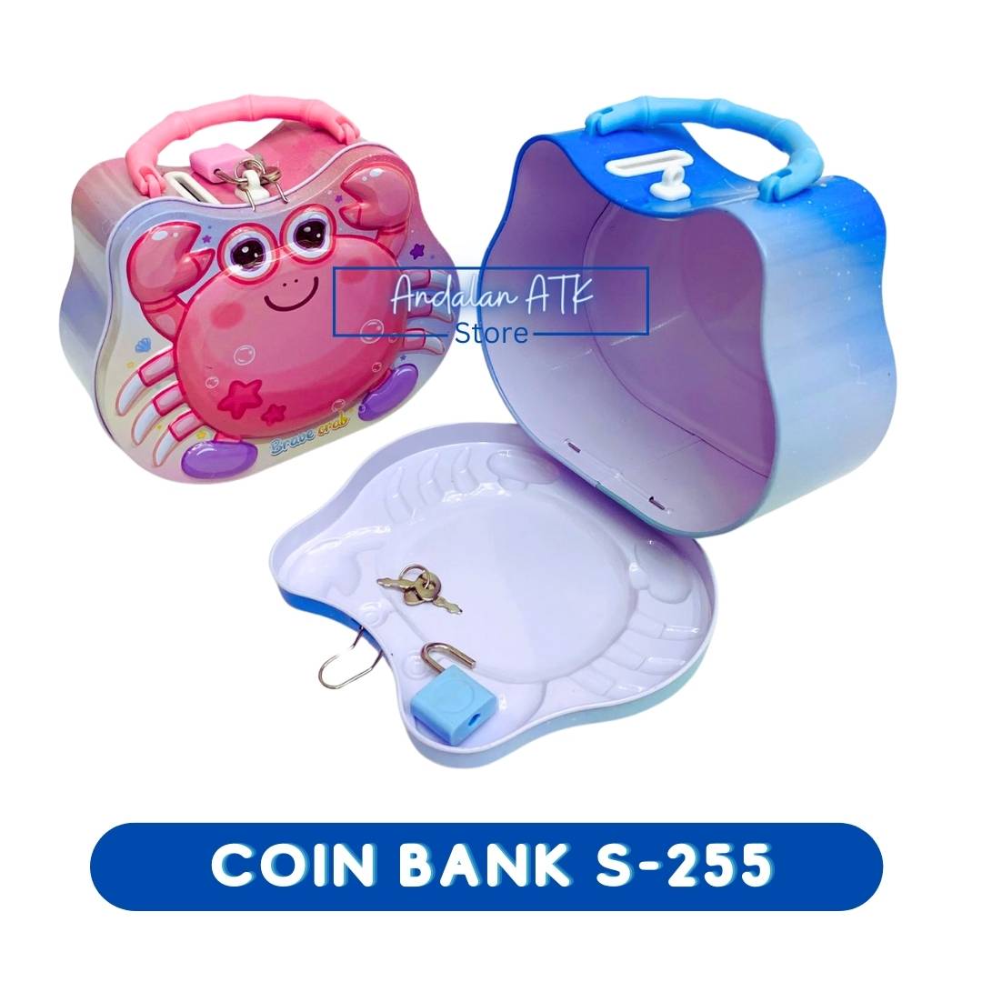 Coin Bank / Celengan Anak Kunci Gembok Karakter Kepiting S-255 Xiaolingjing