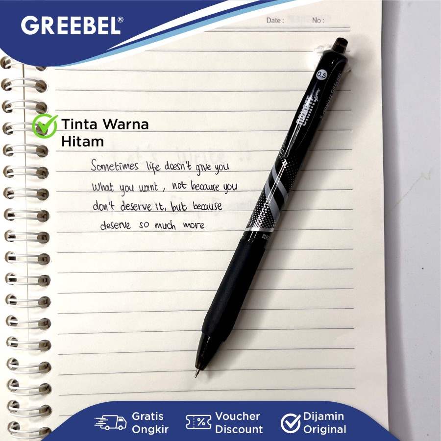 Pulpen Greebel / Greebel Gel Pen GP-505 Ornate 0.5MM Hitam / Ballpoint  