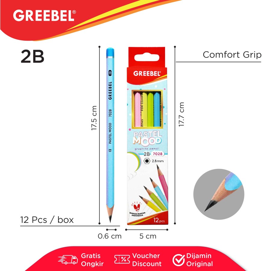 Pensil Greebel 7028 Pastel Mood 2B / Pencil Graphite Kayu  
