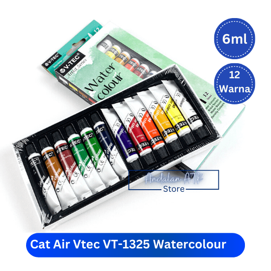 Cat Air V-TEC VT-1325/W Watercolor Tube 6ml Isi 12 Warna / Water Colour  