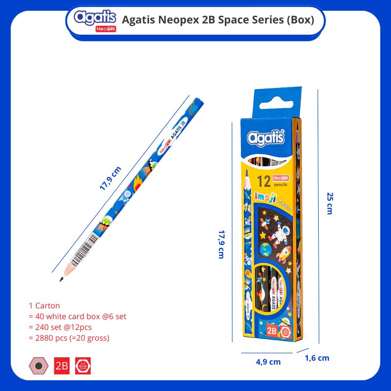 Pensil / Agatis Pencil 2B NH-2BW8-1201 Neopex Graphite Hexagonal [1 PACK]  