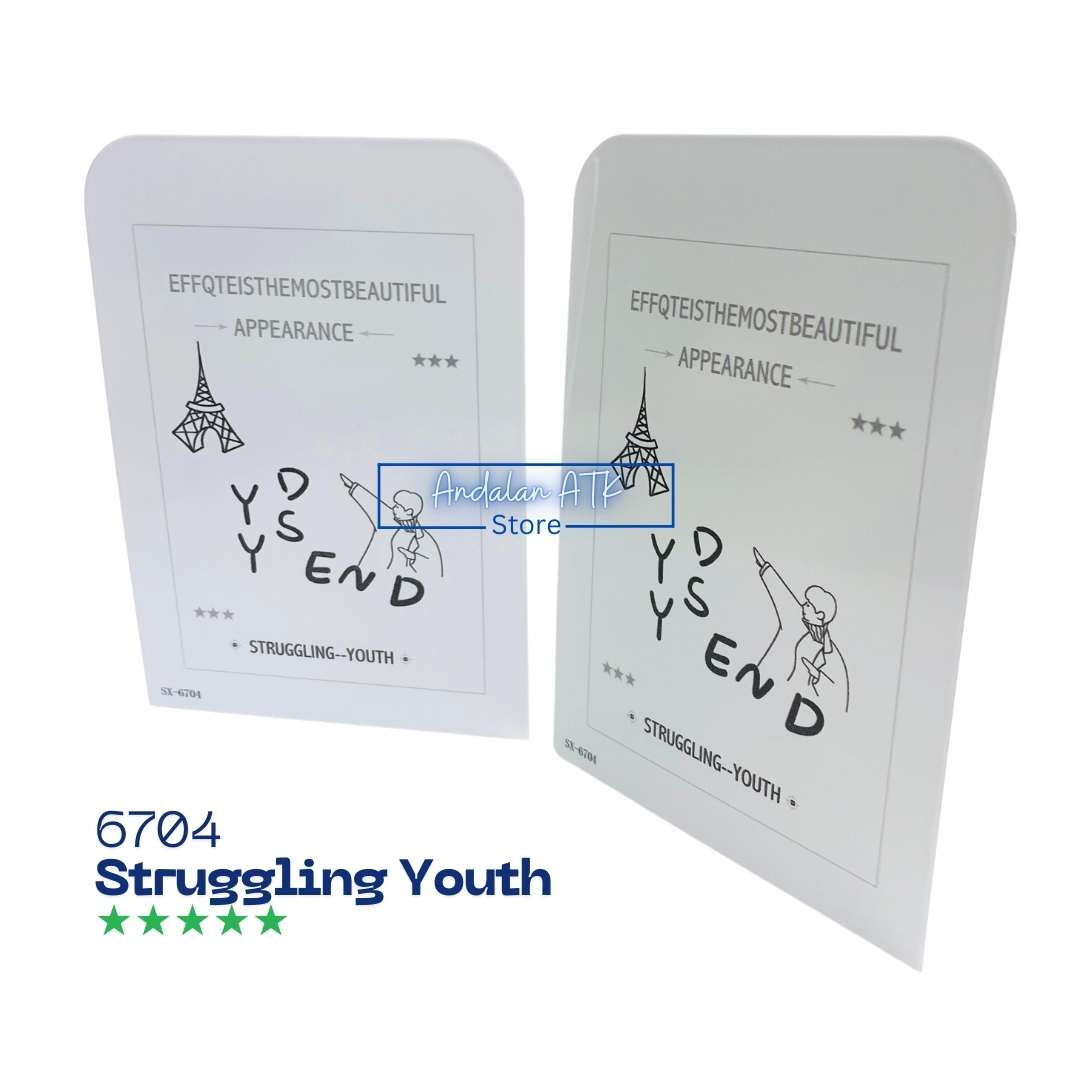 Pembatas Buku Besi V-Tec Fancy SERI 2 / Stand Book End / Sekat Buku [Isi 2 Pcs]  