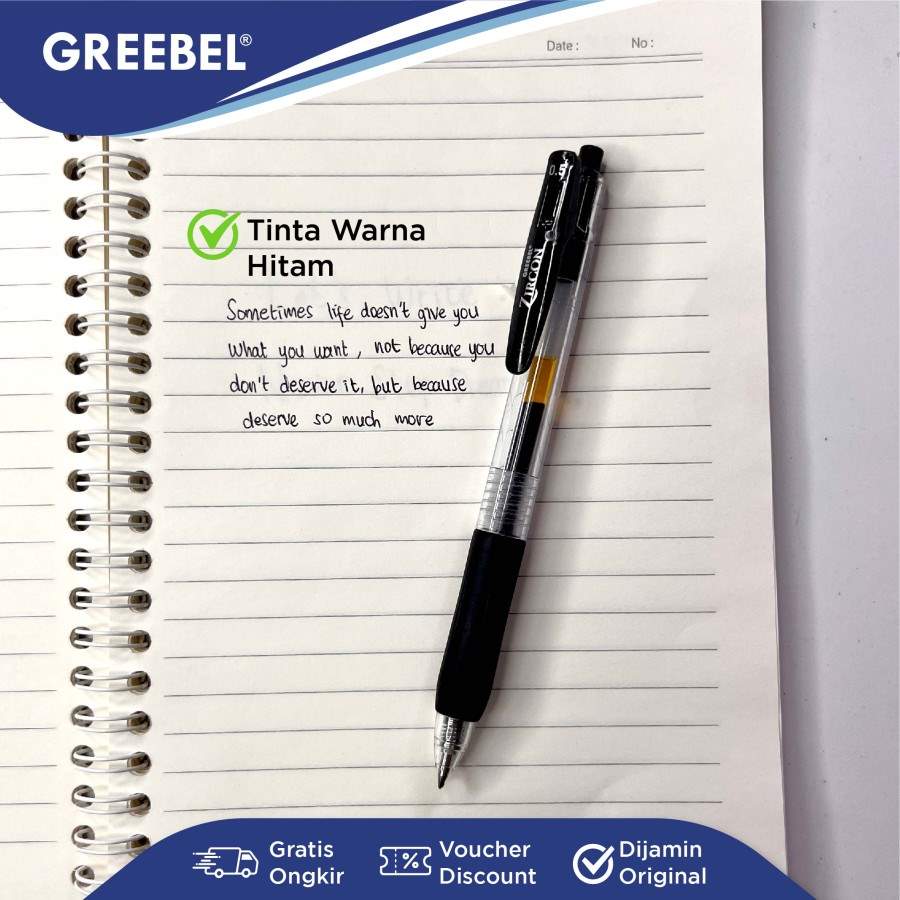 Pulpen Greebel / Greebel Gel Pen GP-509 Zircon 0.5MM Hitam / Ballpoint  