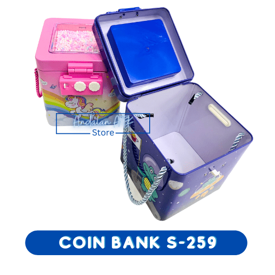 Coin Bank / Celengan Anak Kunci Gembok Foam Butir Bentuk Kotak S-259 Xiaolingjing  