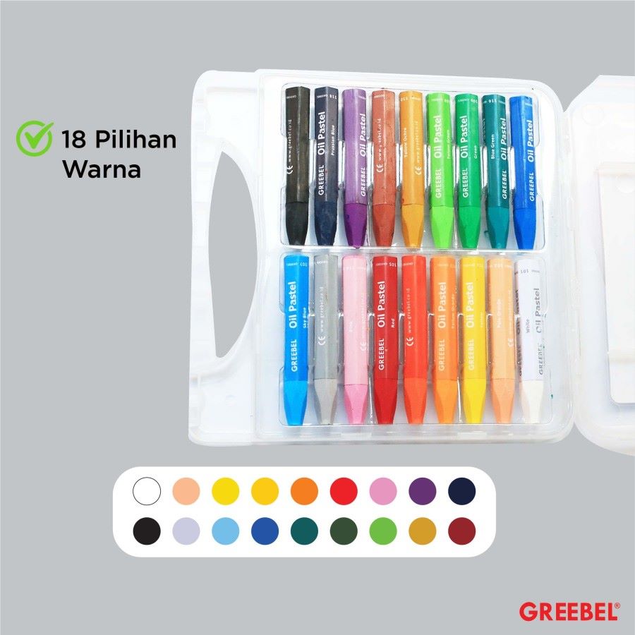 Greebel Oil Pastel PP-18C 18 Warna / Crayon / Krayon Greebel
