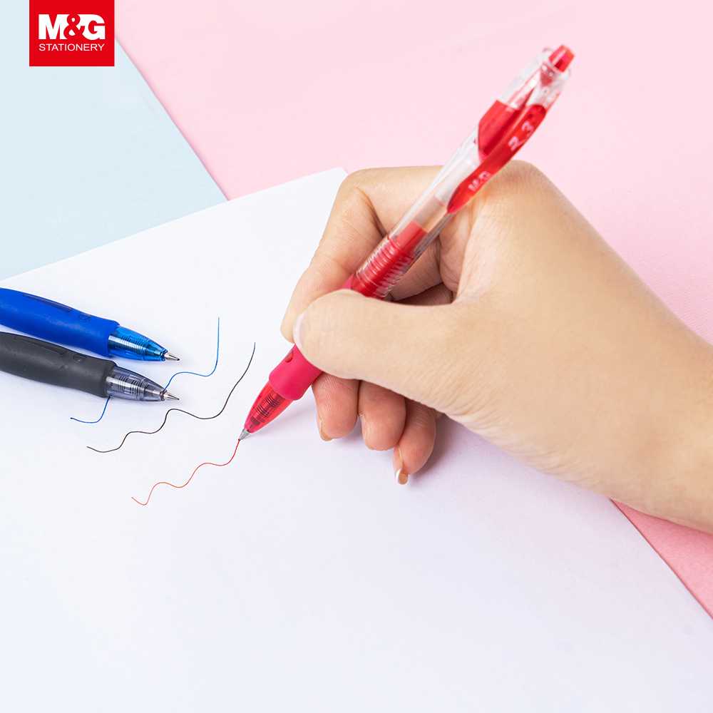 Pulpen / Ballpen Gel Pen M&G Retractable Comfort Grip 0.5 mm Black, Blue, Red AGP02372