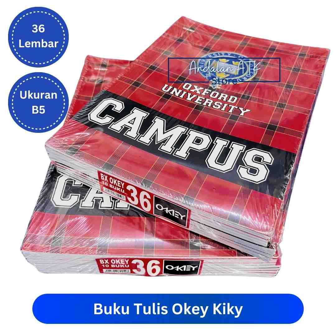 Buku Tulis OKEY 36 Lembar (Kiky) Ukuran Campus B5 [PACK 10 BUKU] MIX  