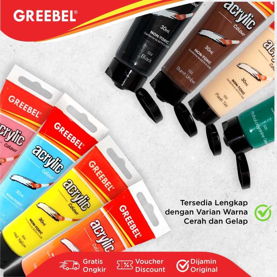 Cat Akrilik Greebel Acrylic Paint 30ML Tube / Cat Acrylic Greebel / Cat Lukis Akrilik