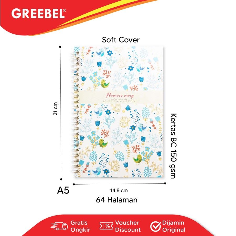Greebel Ring Book 8064 A50 24 Ukuran A5 / Buku Agenda Notebook / Buku Catatan  