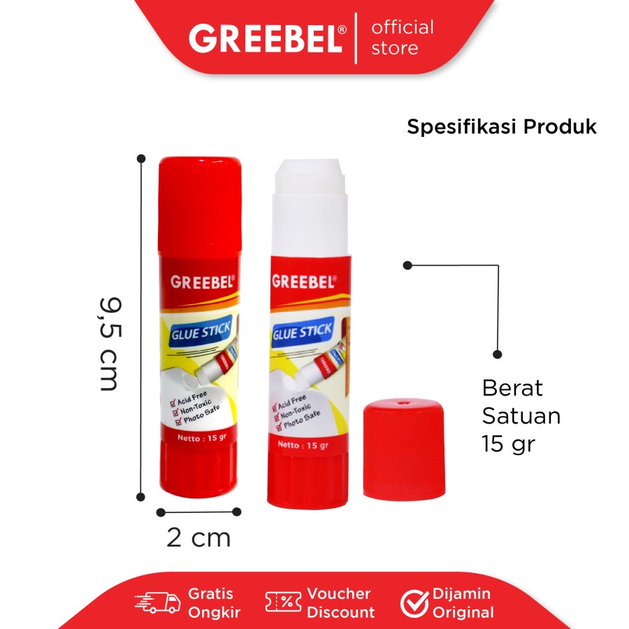 Lem Kertas Greebel Glue Stick 8gr - 15gr - 21gr / Lem Kertas Stik