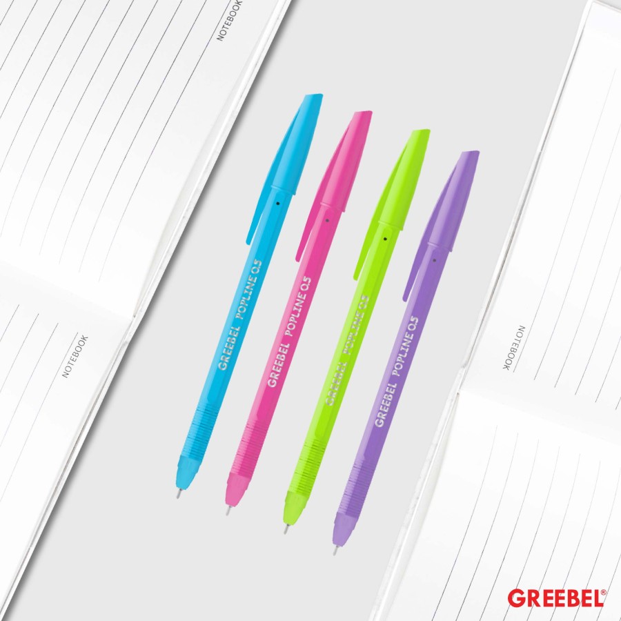 Pulpen Greebel / Greebel Ballpen PopLine 0.5MM Hitam / Ballpoint