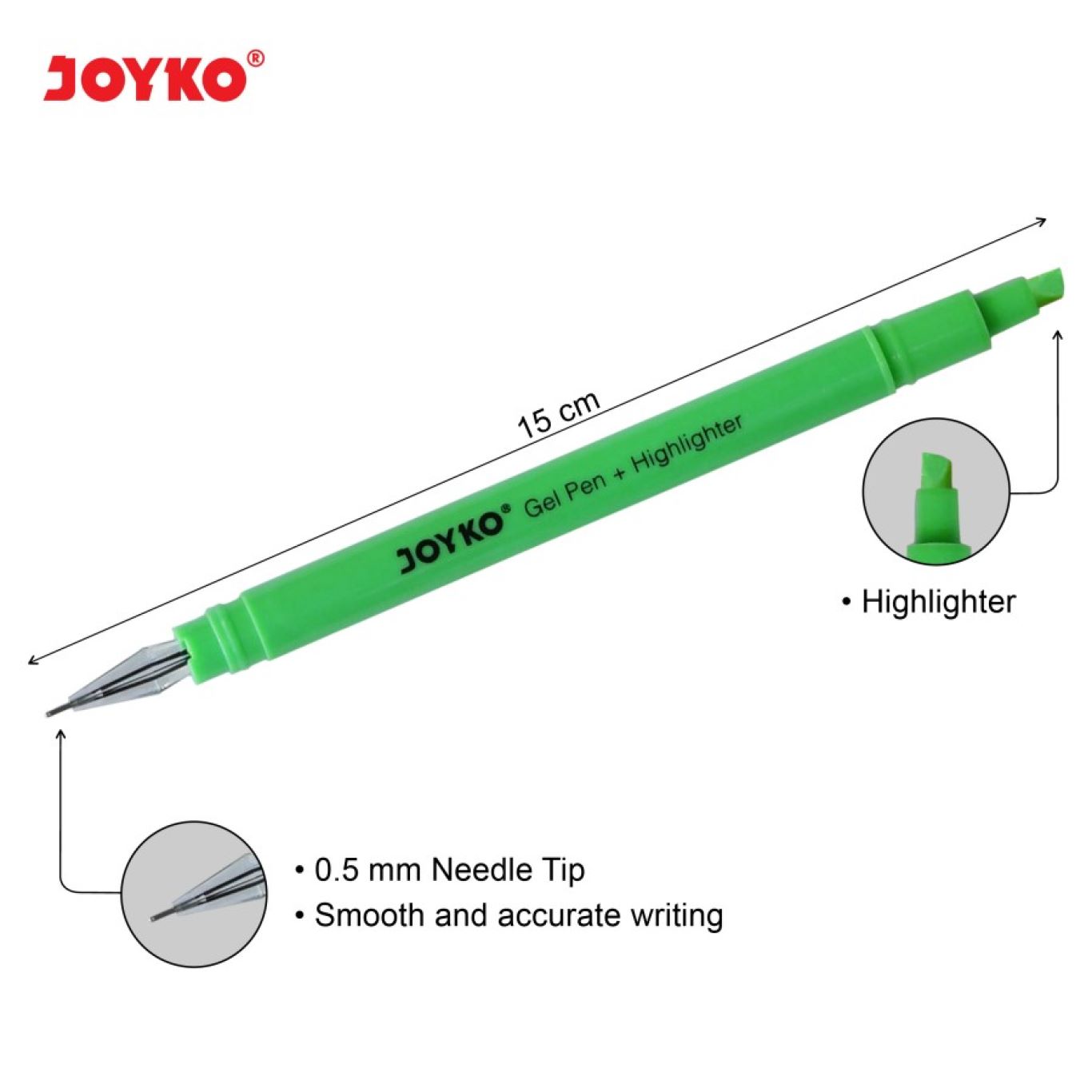 Pulpen Gel Joyko GPC-277 8 Warna 0.5mm / Color Gel Pen + Highlighter  
