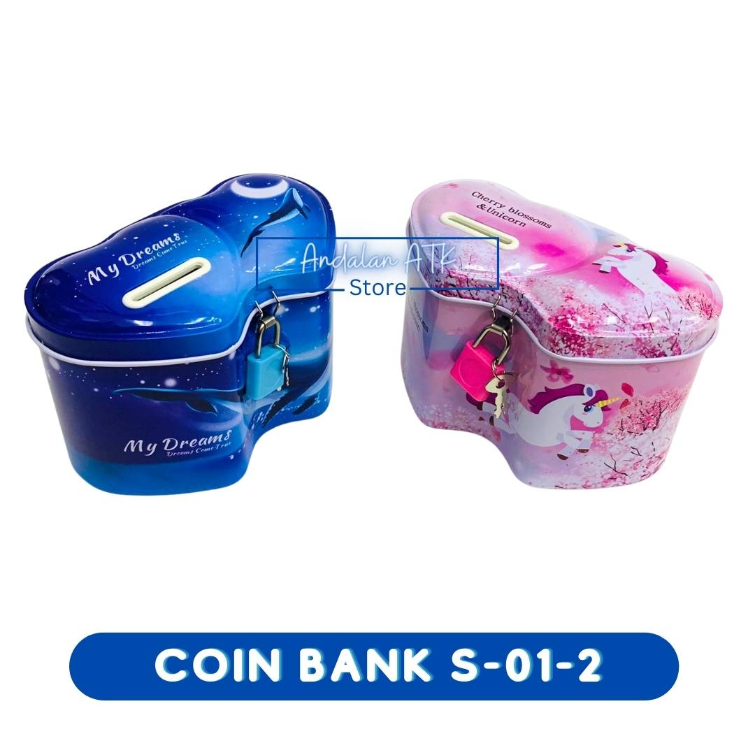 Coin Bank / Celengan Anak Kunci Gembok Bentuk Love 2 S-01 Xiaolingjing  