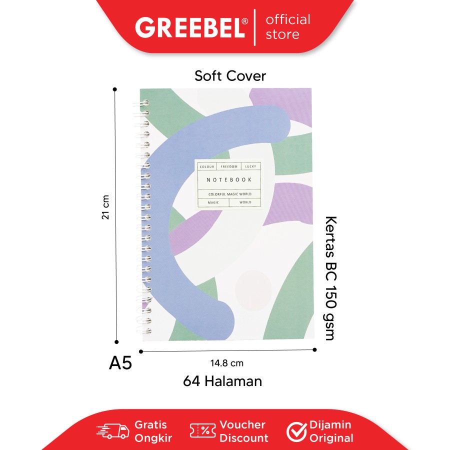 Greebel Ring Book 8064 A5O 28 Ukuran A5 / Buku Agenda Notebook / Buku Catatan