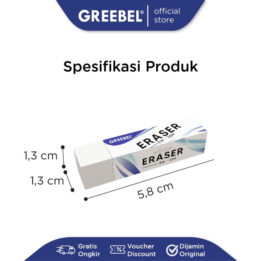 Penghapus Greebel / Greebel Eraser EW-30 Putih / Hapusan Pensil White
