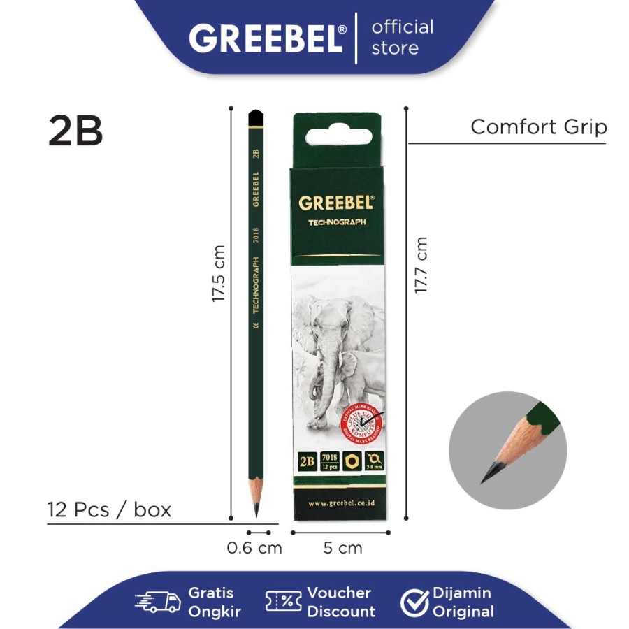 Pensil Greebel 7018 2B / Pencil Graphite Kayu  