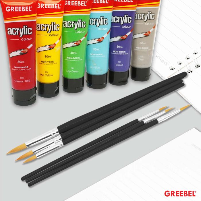 Kuas Lukis Brush Greebel BRSH-AB-6R / Kuas SET Round Bulat Isi 6  