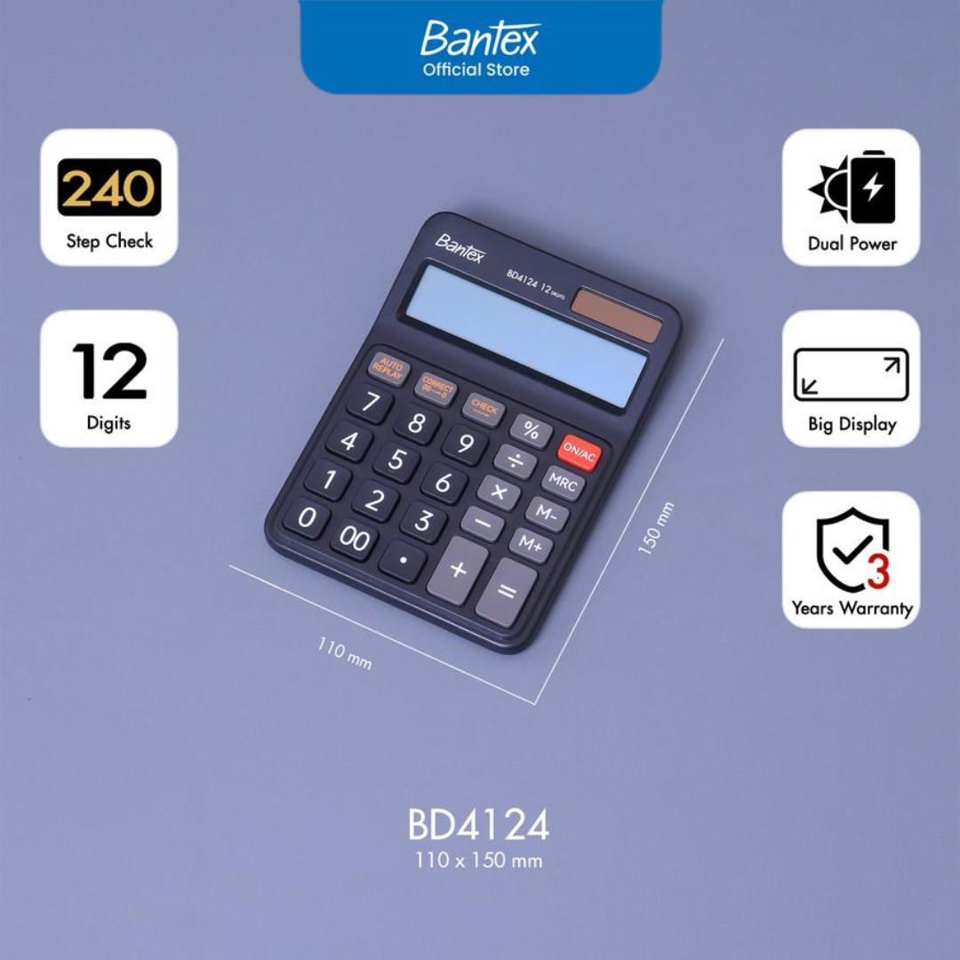 Kalkulator / Calculator Bantex 12 Digits BD4124 Hitam