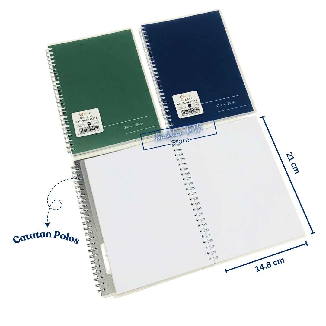 Notebook Orenji Buku Agenda A5 Plain Spiral Samping 60 Lembar/ Buku Catatan Polos  