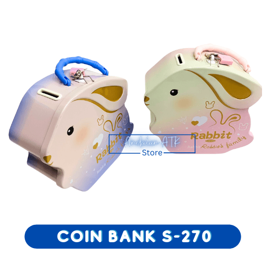 Coin Bank / Celengan Anak Kunci Gembok Karakter Rabbit S-270 Xiaolingjing  