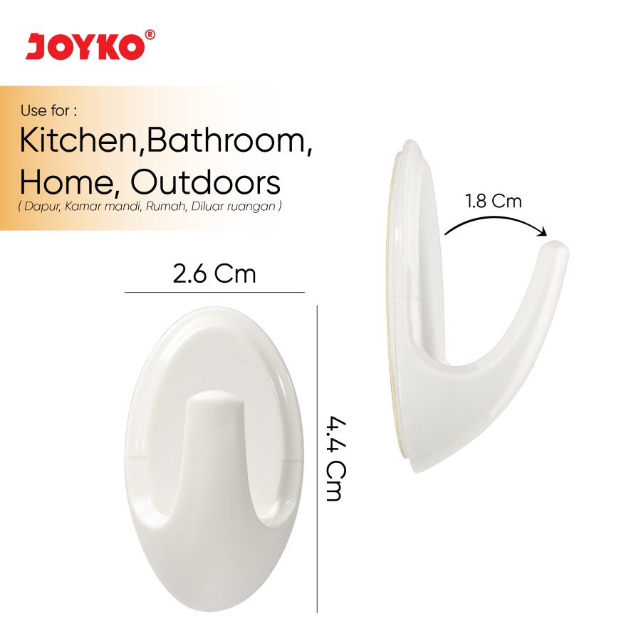 Gantungan Tempel Adhesive Hook Dinding Perekat Joyko ADHK-3070 [SET ISI 6]  