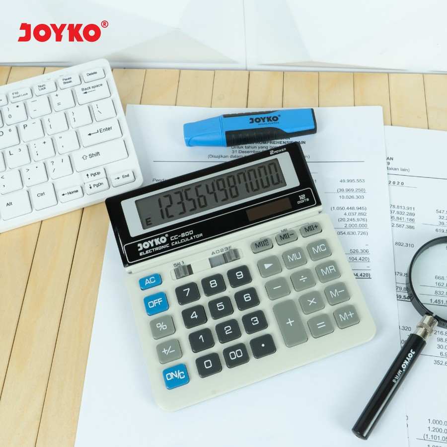 Kalkulator Joyko / Calculator Tipe CC-800 / 12 Digit Dual Power  