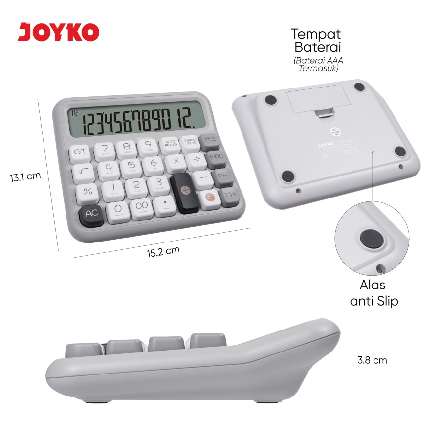 Kalkulator Joyko / Calculator Tipe CC-63B CO Colour / 12 Digit Dual Power