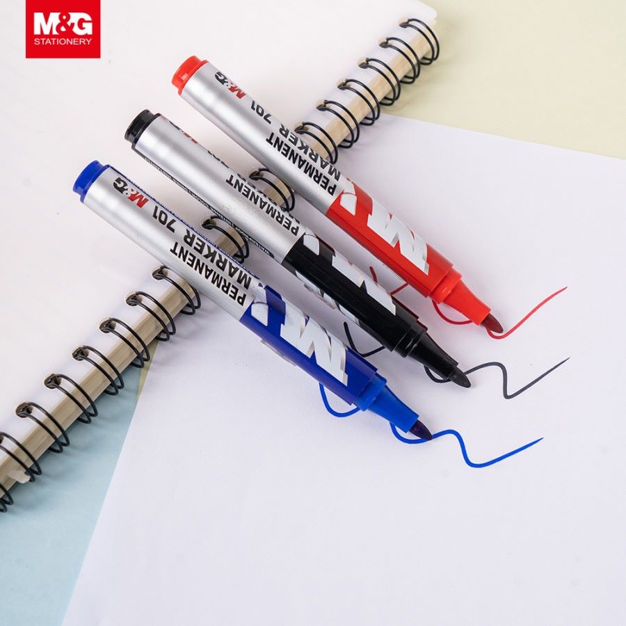 Spidol Permanen Marker M&G Permanent Black, Blue, Red APMY2272 / Tidak Bisa Dihapus  