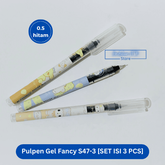 Pulpen Gel Lea Fancy S47-3 0.5mm Hitam / Ballpoint Pena