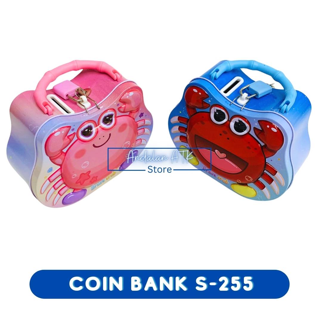 Coin Bank / Celengan Anak Kunci Gembok Karakter Kepiting S-255 Xiaolingjing