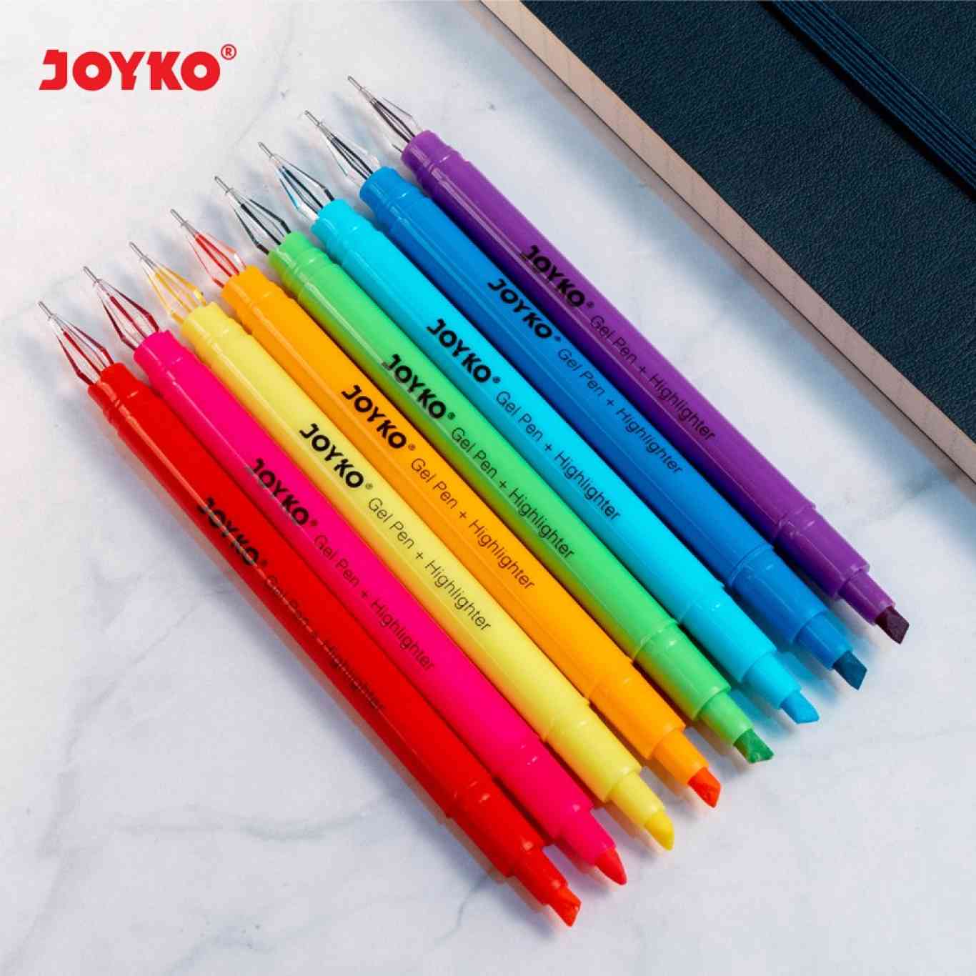 Pulpen Gel Joyko GPC-277 8 Warna 0.5mm / Color Gel Pen + Highlighter  