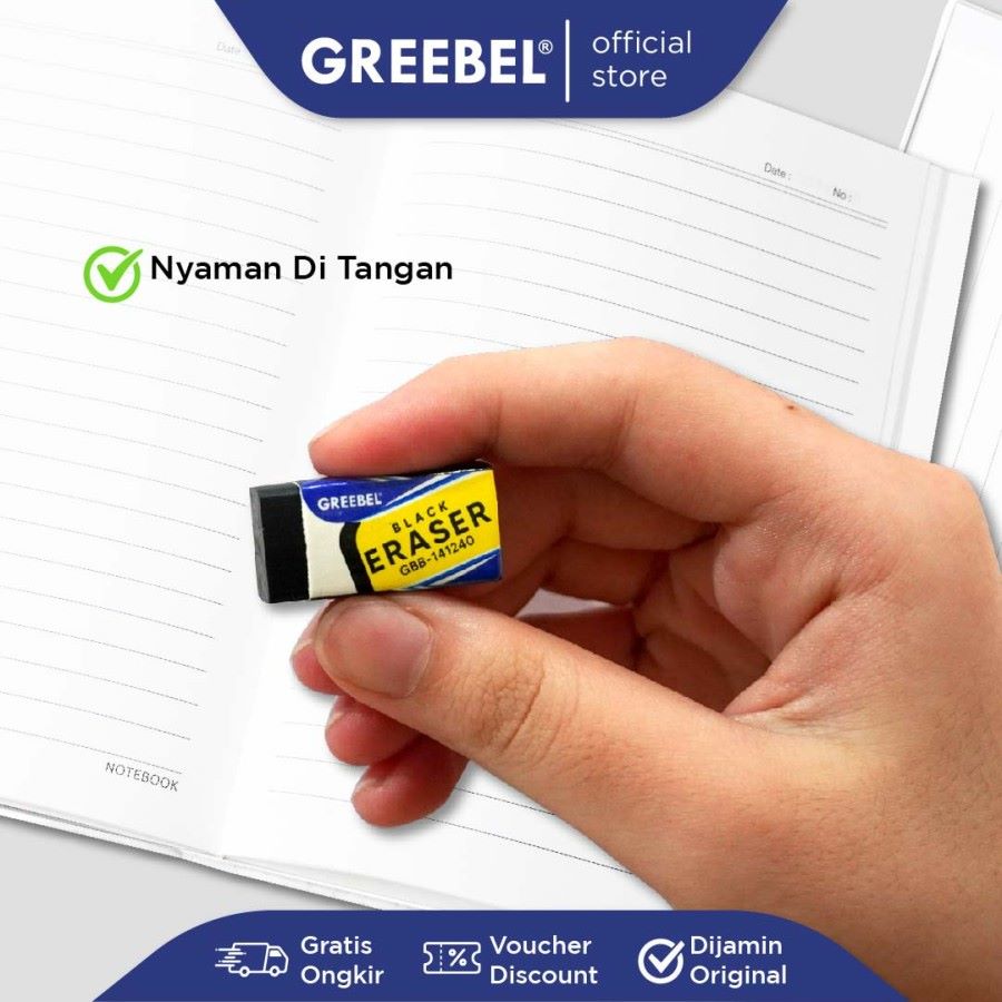 Penghapus Greebel Hitam / Greebel Eraser GBB 141240 Kecil - Sedang - Besar / Hapusan Pensil