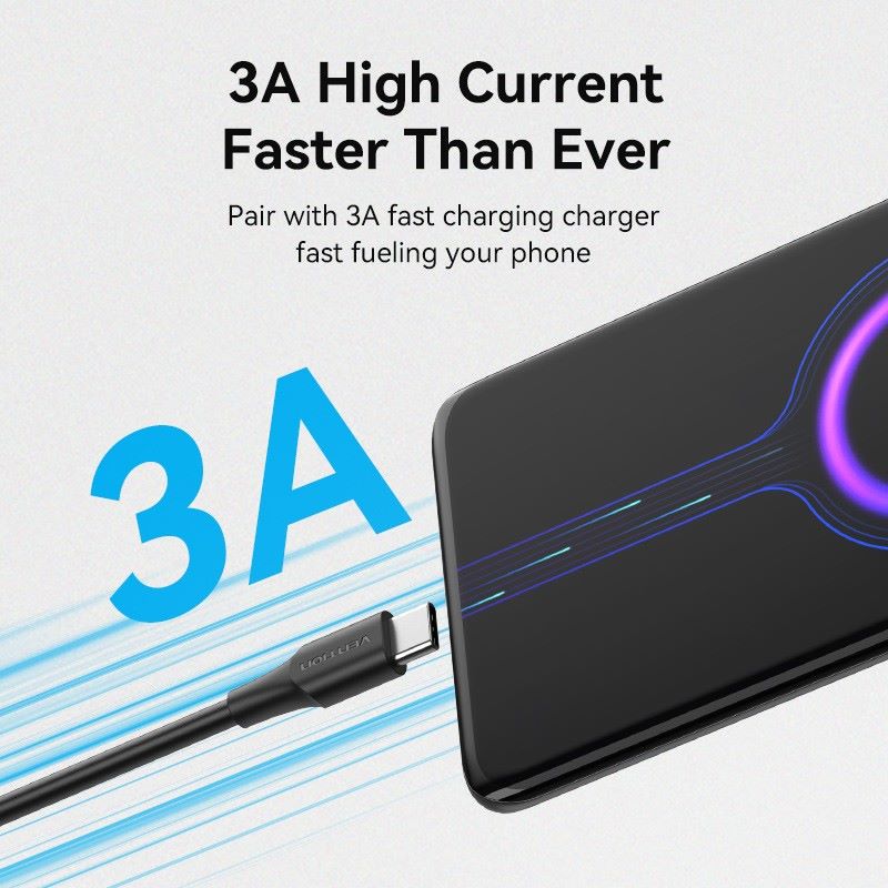 Vention - Kabel USB 2.0 A Male to C Male 3A 1.5M Black and White CTHBG CTHWG / Kabel Data