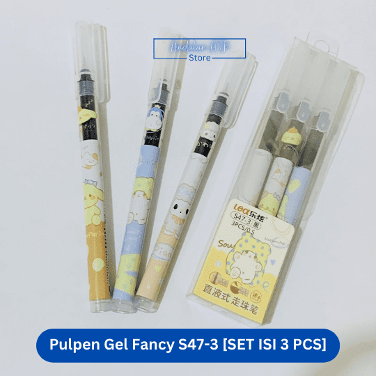 Pulpen Gel Lea Fancy S47-3 0.5mm Hitam / Ballpoint Pena