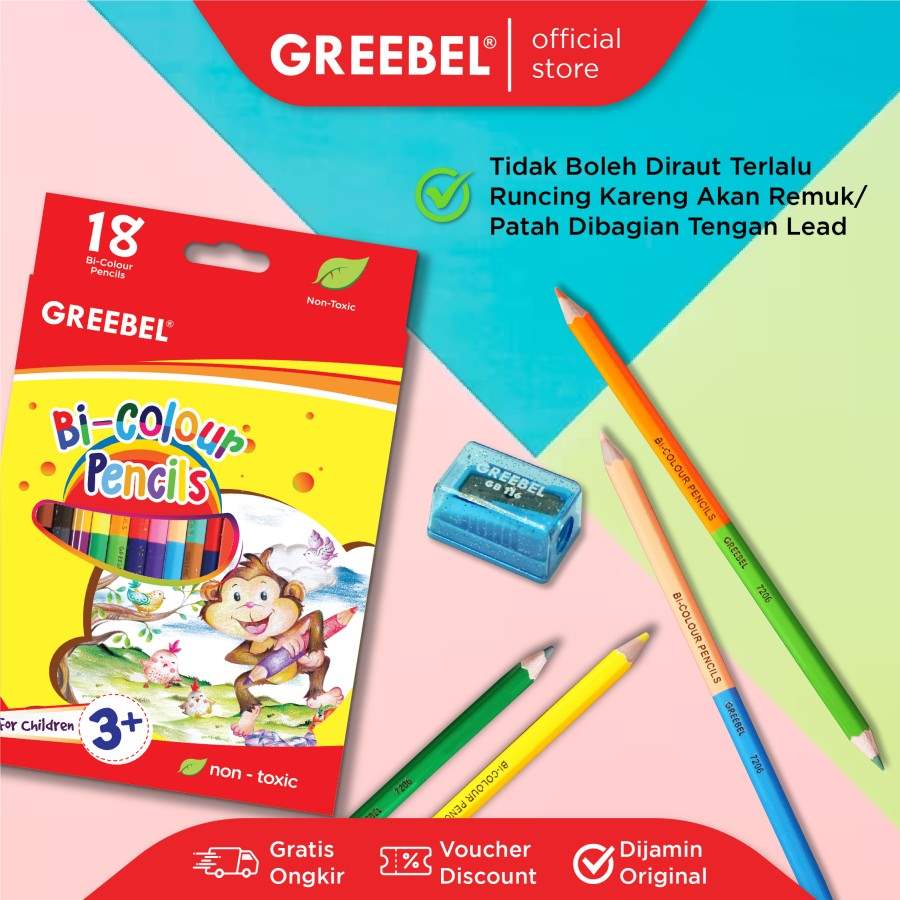 Pensil Warna Greebel 7218 Pencil B1 Color [18 pcs - 36 warna] / Color Pencil  