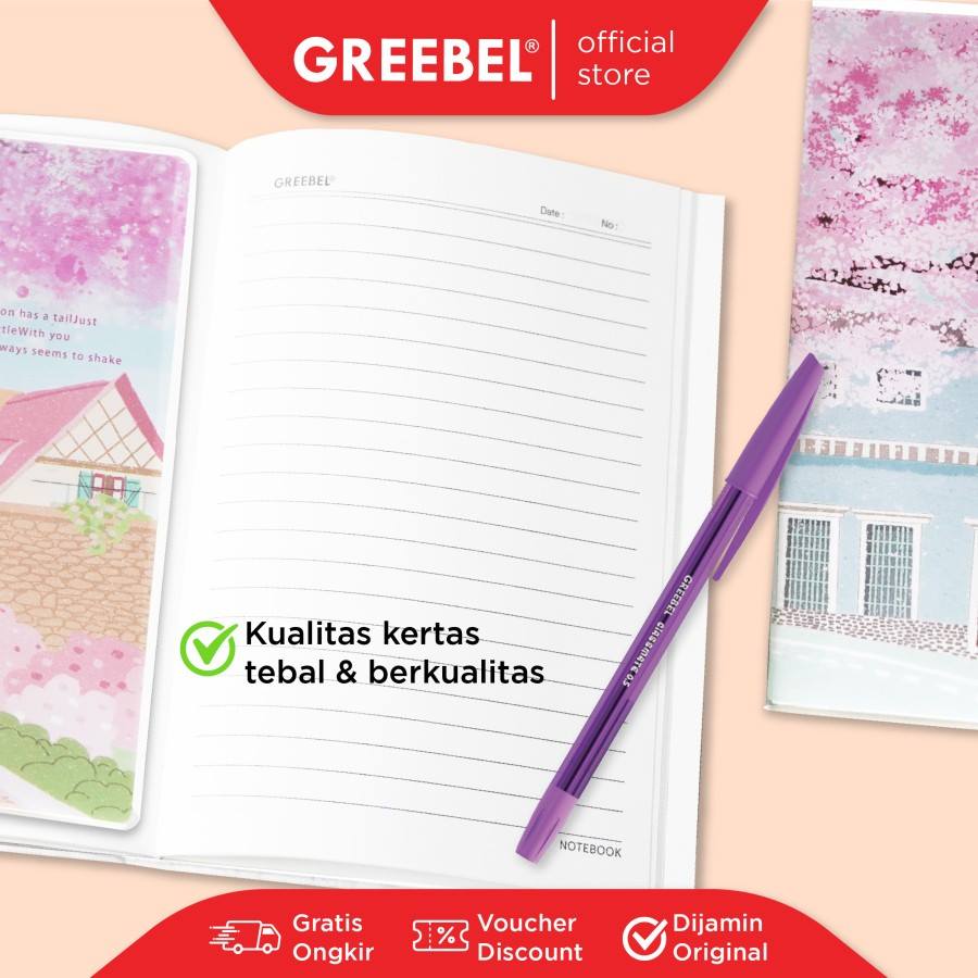 Greebel Note Book 8080 A5C 12 Ukuran A5 / Buku Agenda Notebook / Buku Catatan