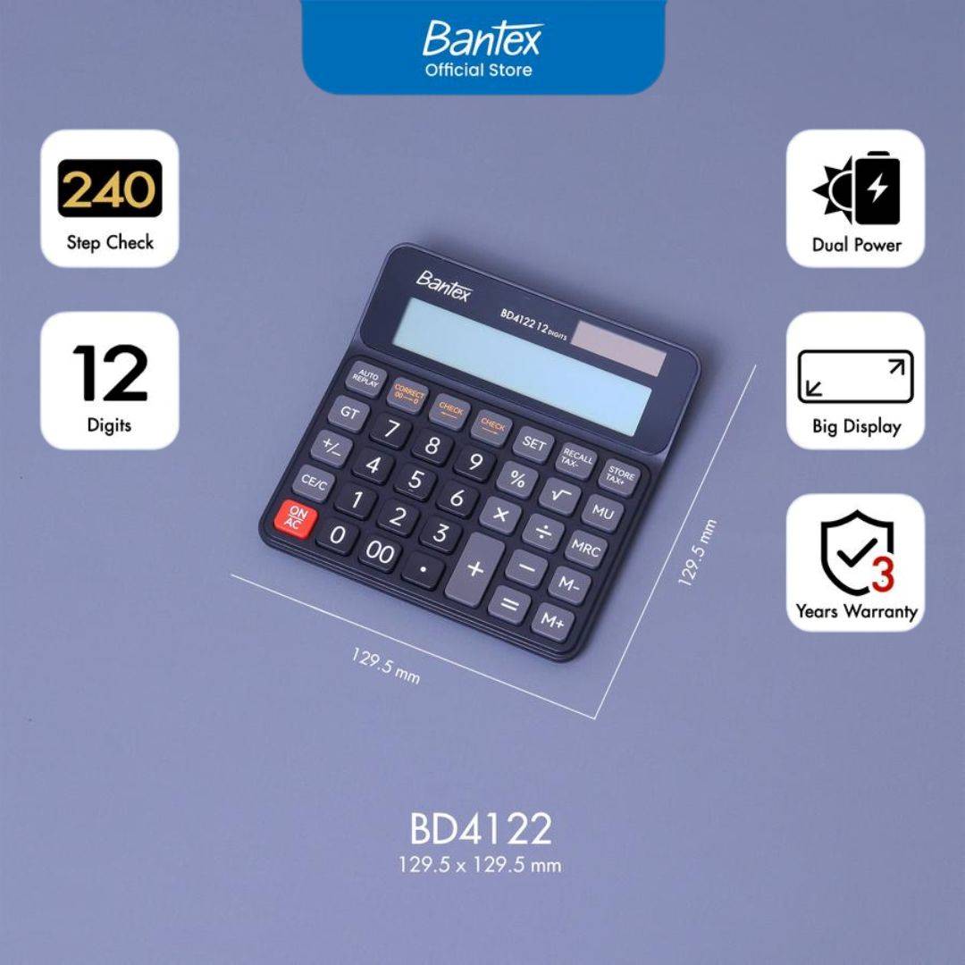 Kalkulator / Calculator Bantex 12 Digits BD4122 Hitam
