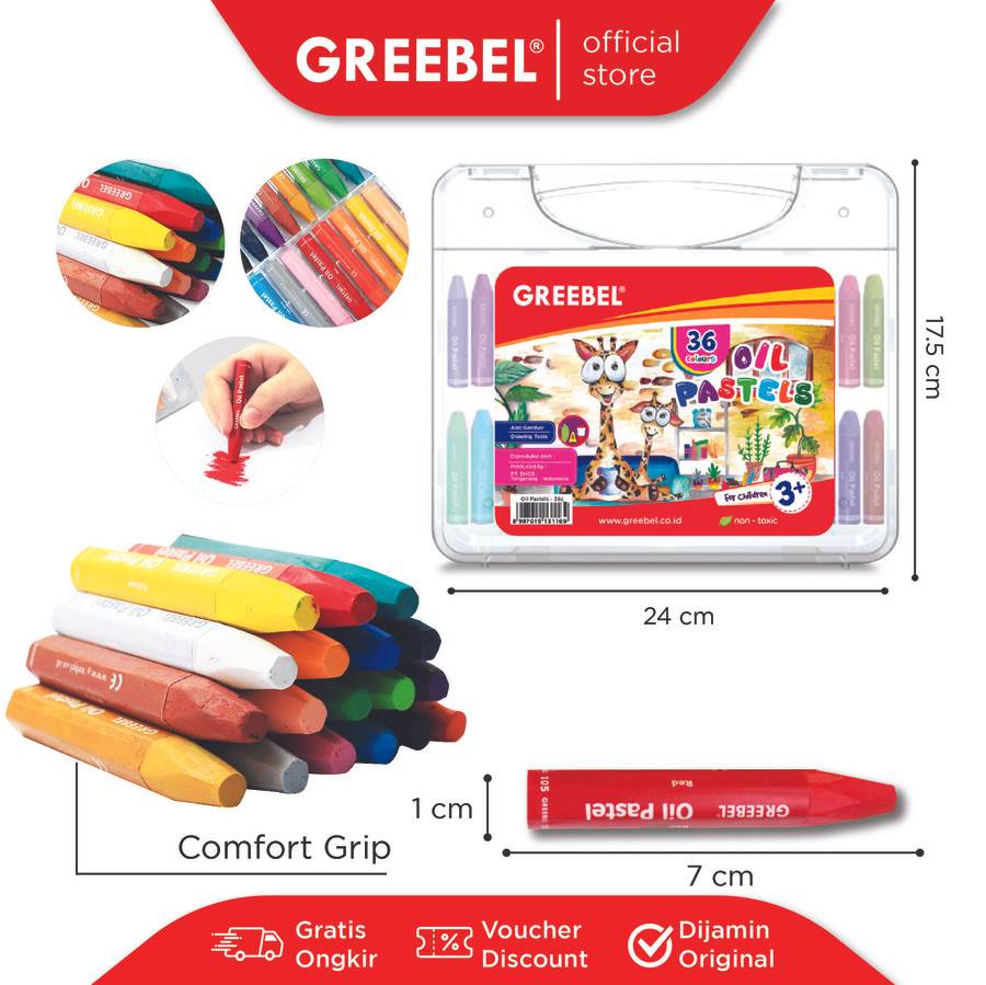 Greebel Oil Pastel PP-36C 36 Warna / Crayon / Krayon Greebel
