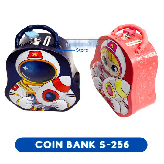 Coin Bank / Celengan Anak Kunci Gembok Karakter Astronot S-256 Xiaolingjing