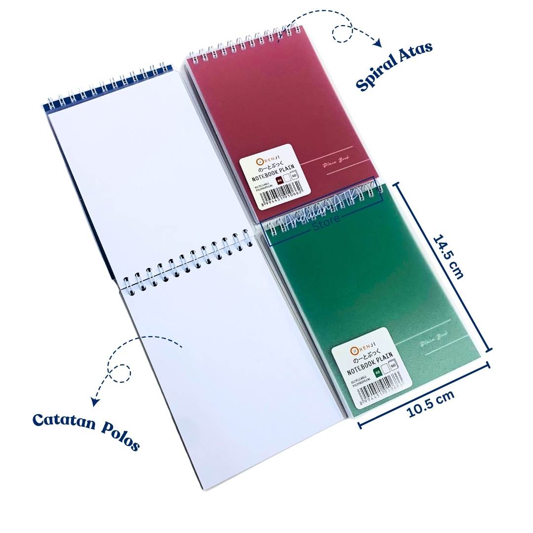 Notebook Orenji Buku Agenda A6 Plain Spiral Atas 60 Lembar/ Buku Catatan Polos  