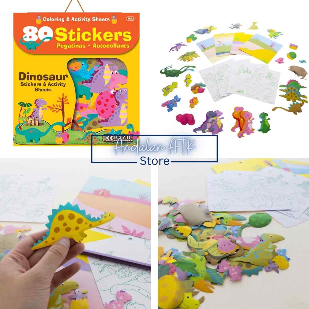 Bazic Stickers Series Car, Dinosaur, Animal, Princess [80 PCS] / Tempelan Stiker  