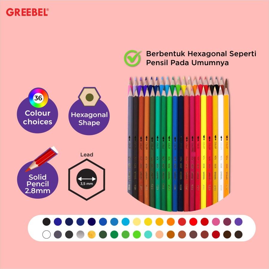 Pensil Warna Greebel 7036 CC Isi 36 Warna Classic Color / Color Pencil
