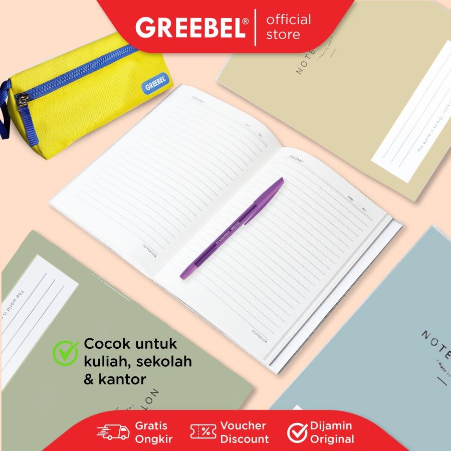 Greebel Note Book 8080 A50 14 Ukuran A5 / Buku Agenda Notebook / Buku Catatan