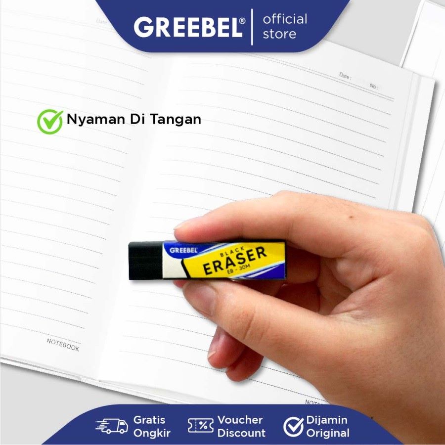 Penghapus Greebel / Greebel Eraser EB-30 Hitam / Hapusan Pensil Black