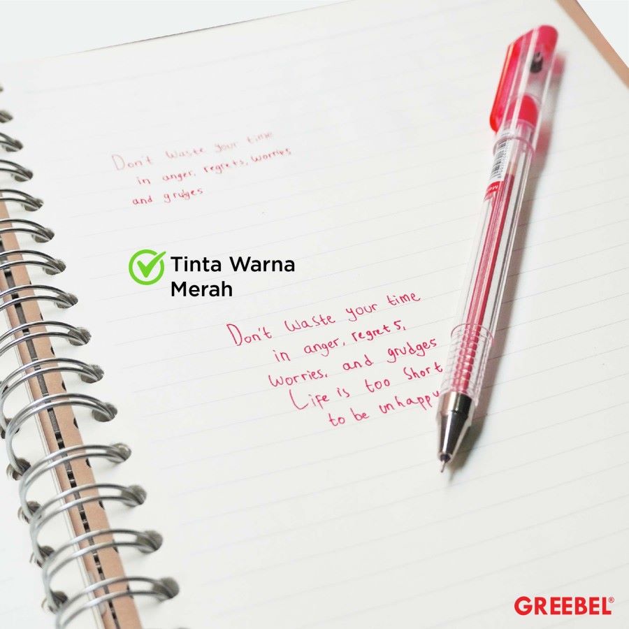 Pulpen Greebel / Greebel Ballpen Fine Gel Hitam, Merah, Biru 0.5MM / Ballpoint